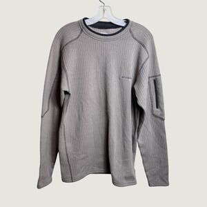 Vtg Columbia GRT Waffle Knit Thermal Crewneck Sweater Gorpcore Zipper‎ Pocket L